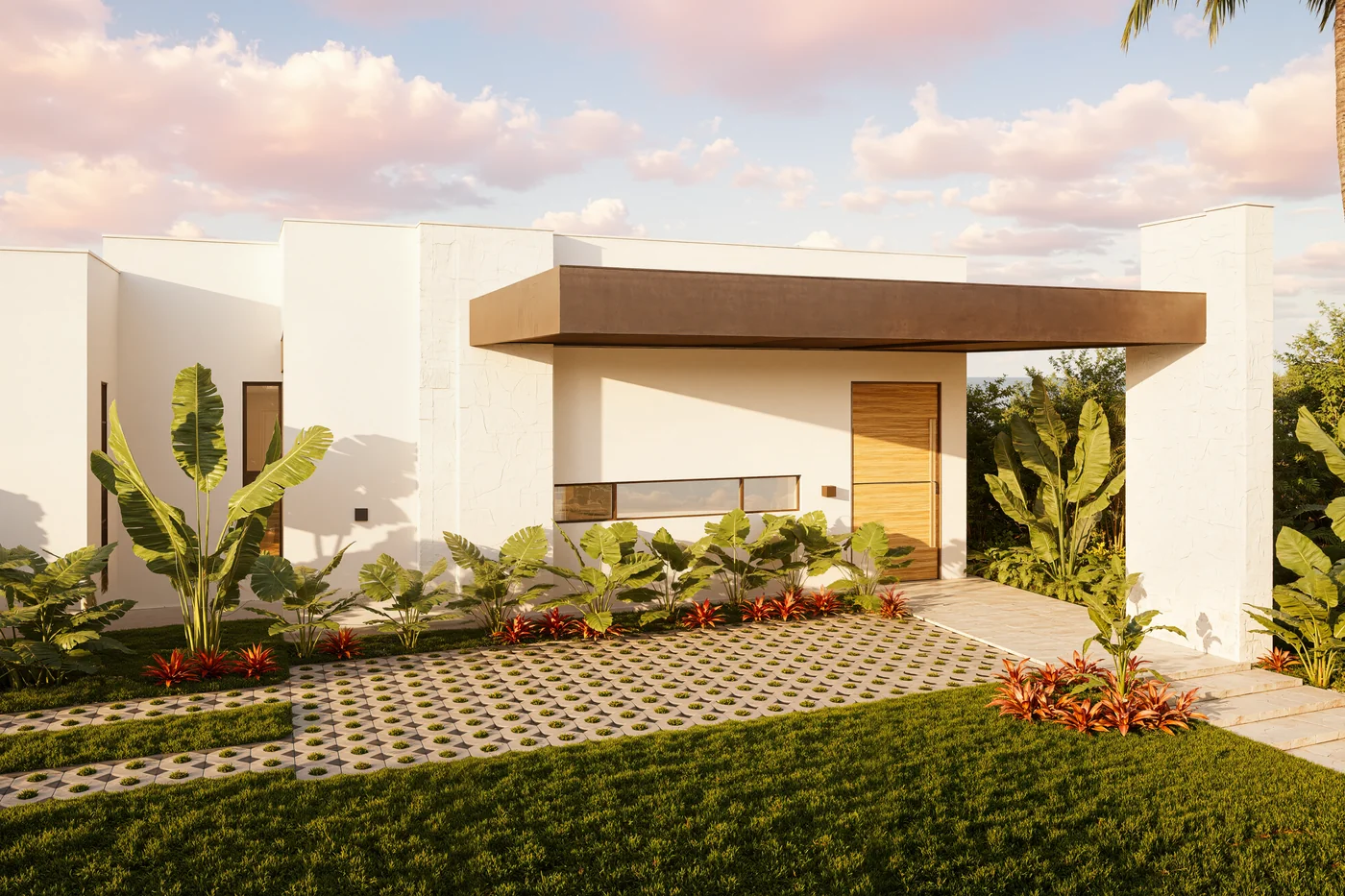 Fachada e ingreso de una casa campestre AEDIFICA