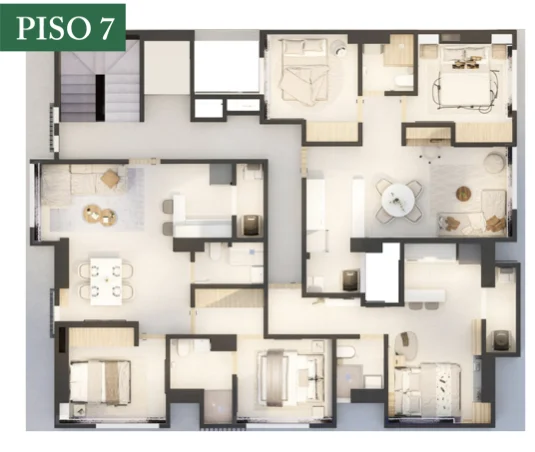 Planta arquitectónica del piso 7 de Pindana Apartamentos